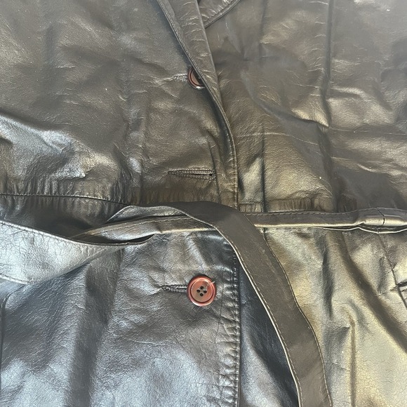 Vintage Sears The Fashion Place Black Genuine Cowhide Belted Jacket 5201 - Picture 2 of 12